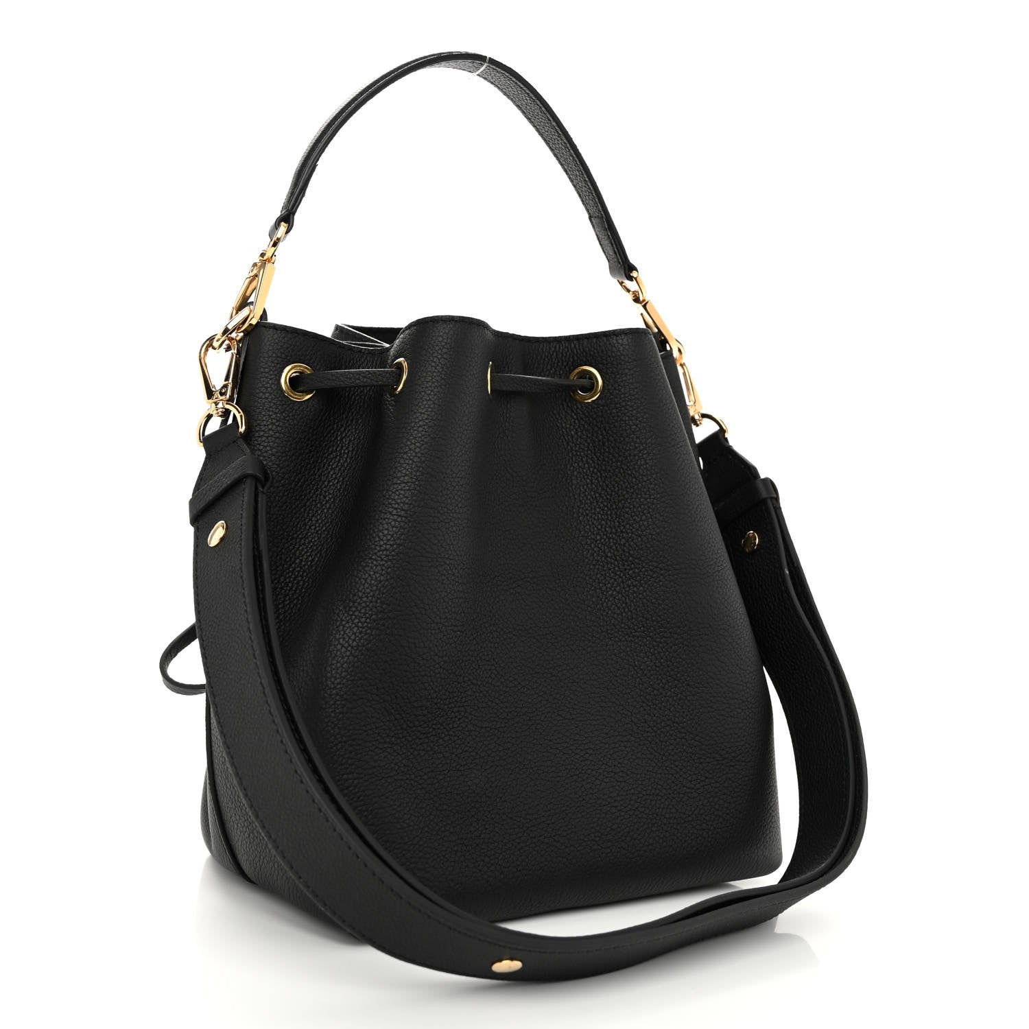 Louis Vuitton Calfskin Lockme Bucket MM Black 3 of 9
