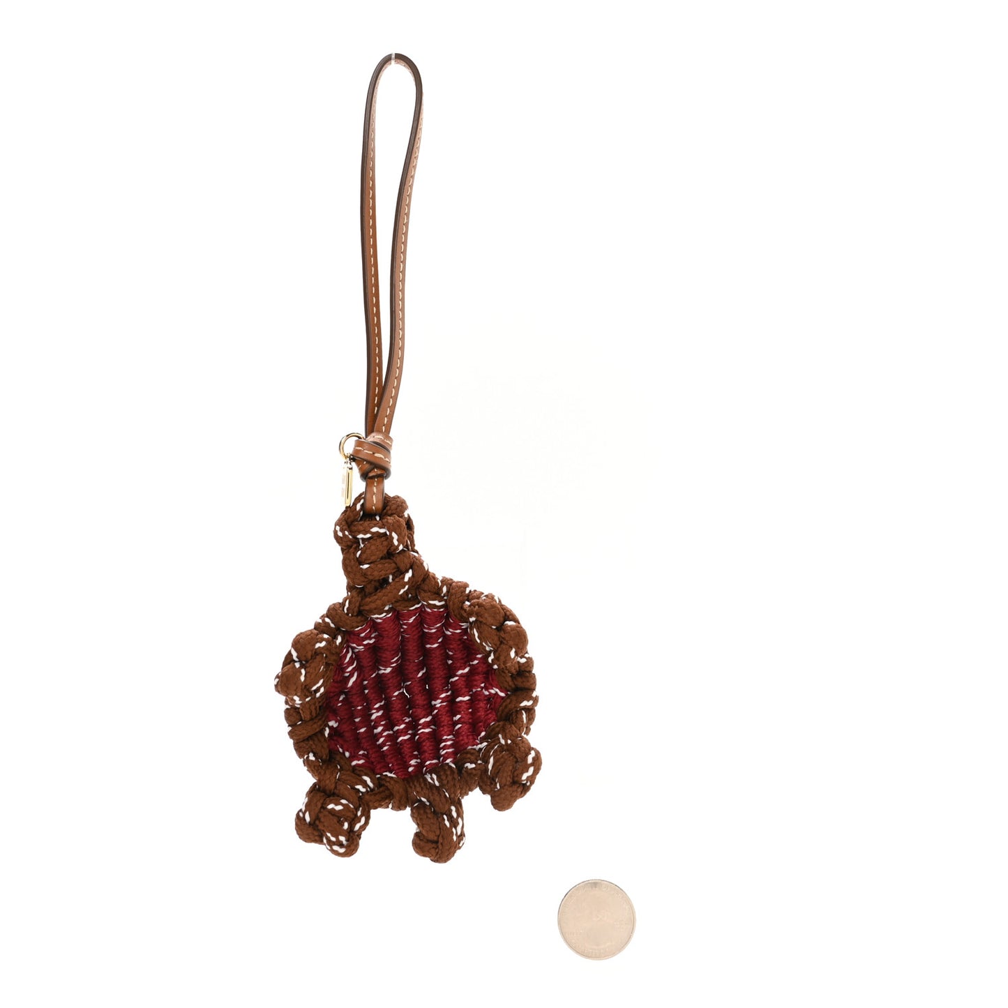 Nastro Soft Calfskin Turle Trick Bag Charm Tobacco Amarant