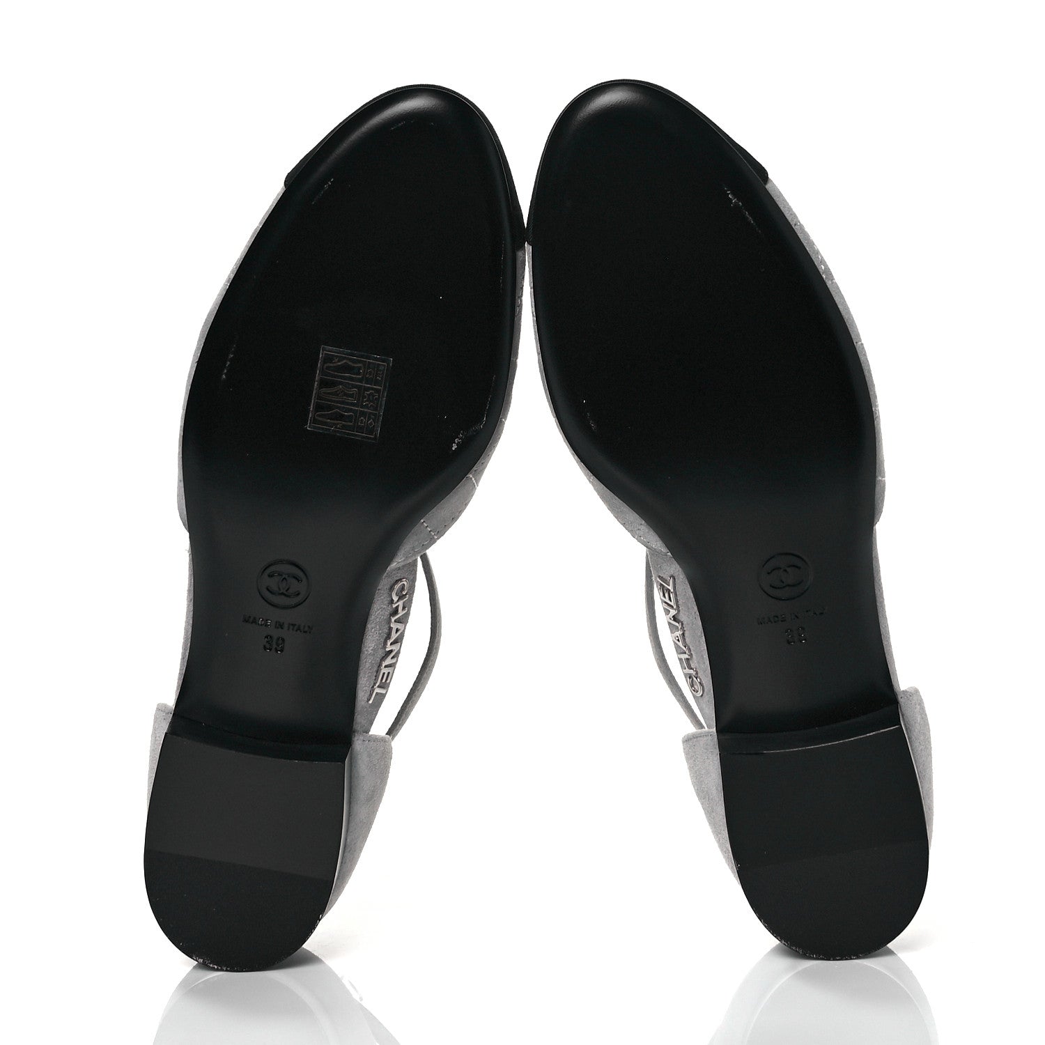Chanel Suede Grosgrain Cap Toe CC Mary Jane Flats 39 Light Grey Black 5 of 9