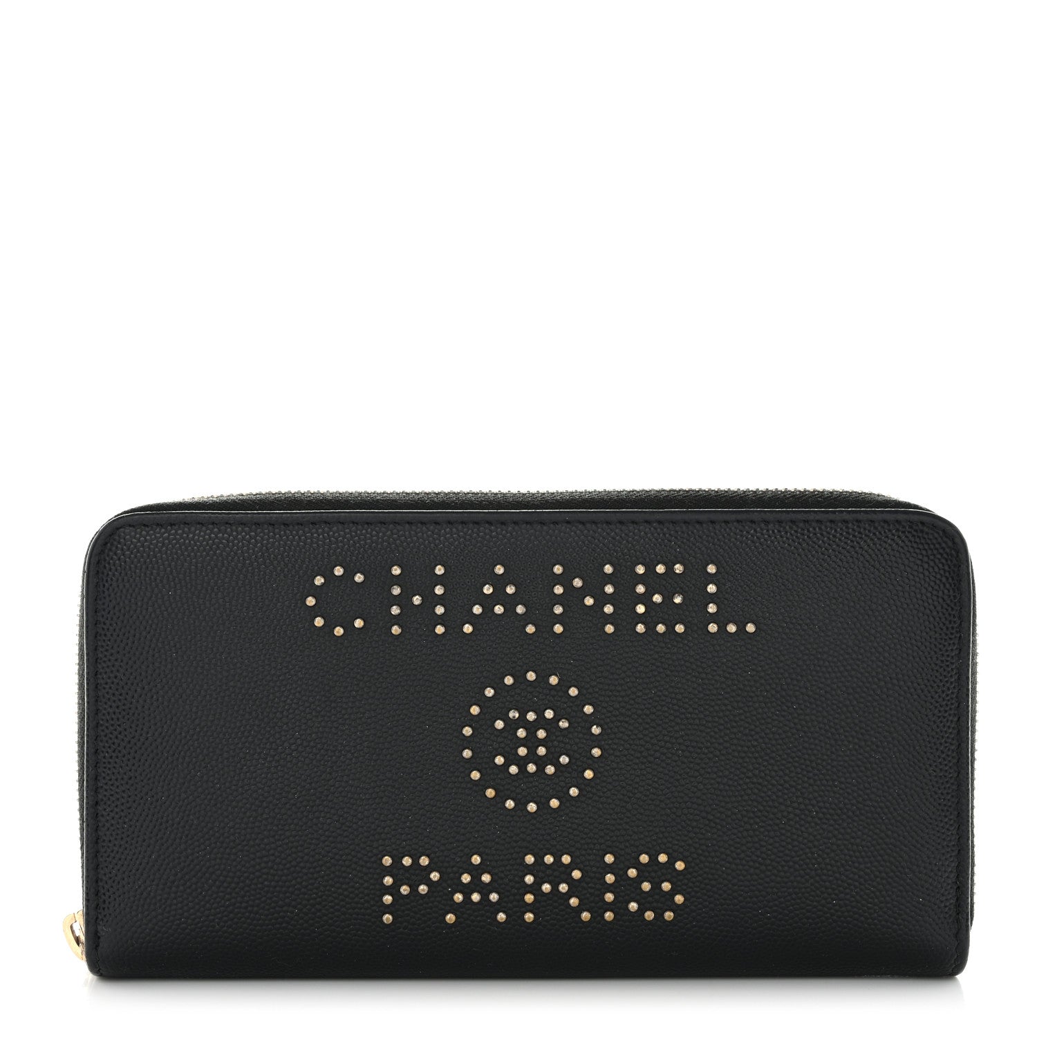 Chanel Caviar Studded Deauville Large Zip Around Wallet Black 1 of 10