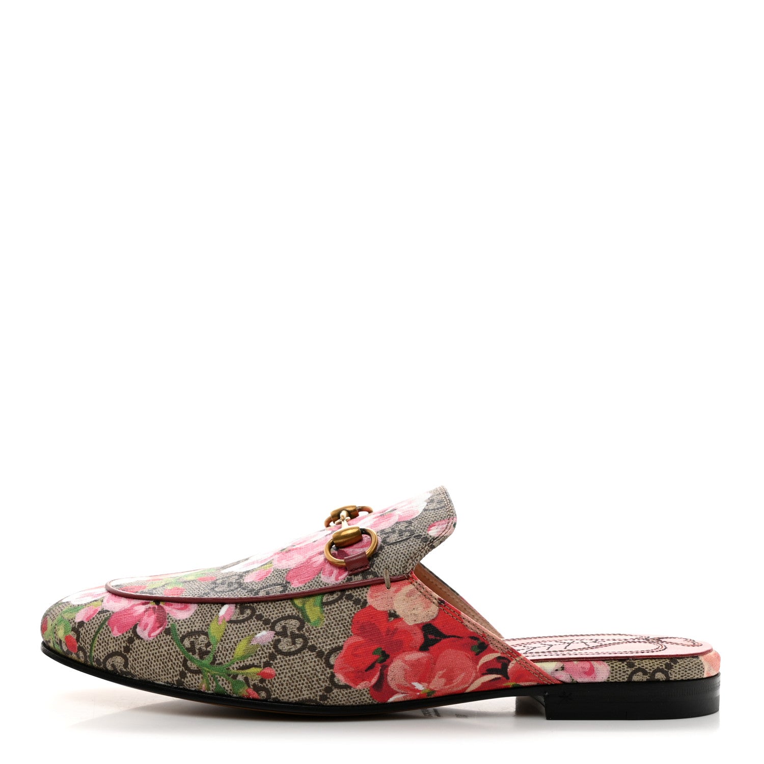 Gucci GG Supreme Monogram Blooms Womens Princetown Slippers 37 Beige Multicolor Dry Rose 1 of 9