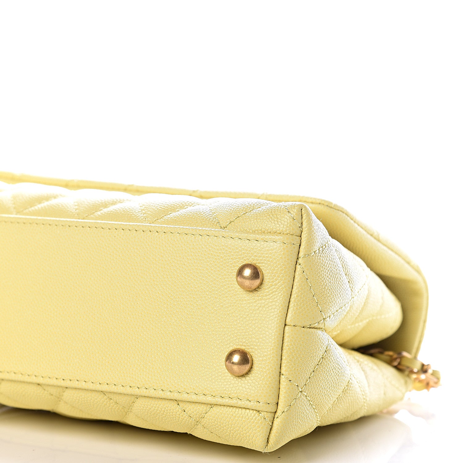 Chanel Caviar Quilted Mini Coco Handle Flap Yellow 8 of 10