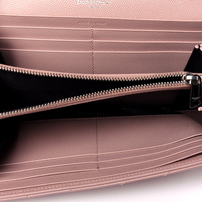 Saint Laurent Grain De Poudre Matelasse Chevron Monogram Flap Wallet Pale Pink 5 of 10