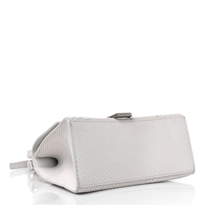 Balenciaga Calfskin Snake Embossed Small Hourglass Top Handle Bag White 4 of 14