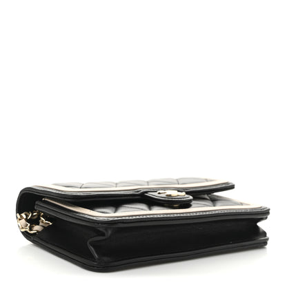 Chanel Lambskin Quilted Flap Phone Holder With Chain Black Beige 4 of 12