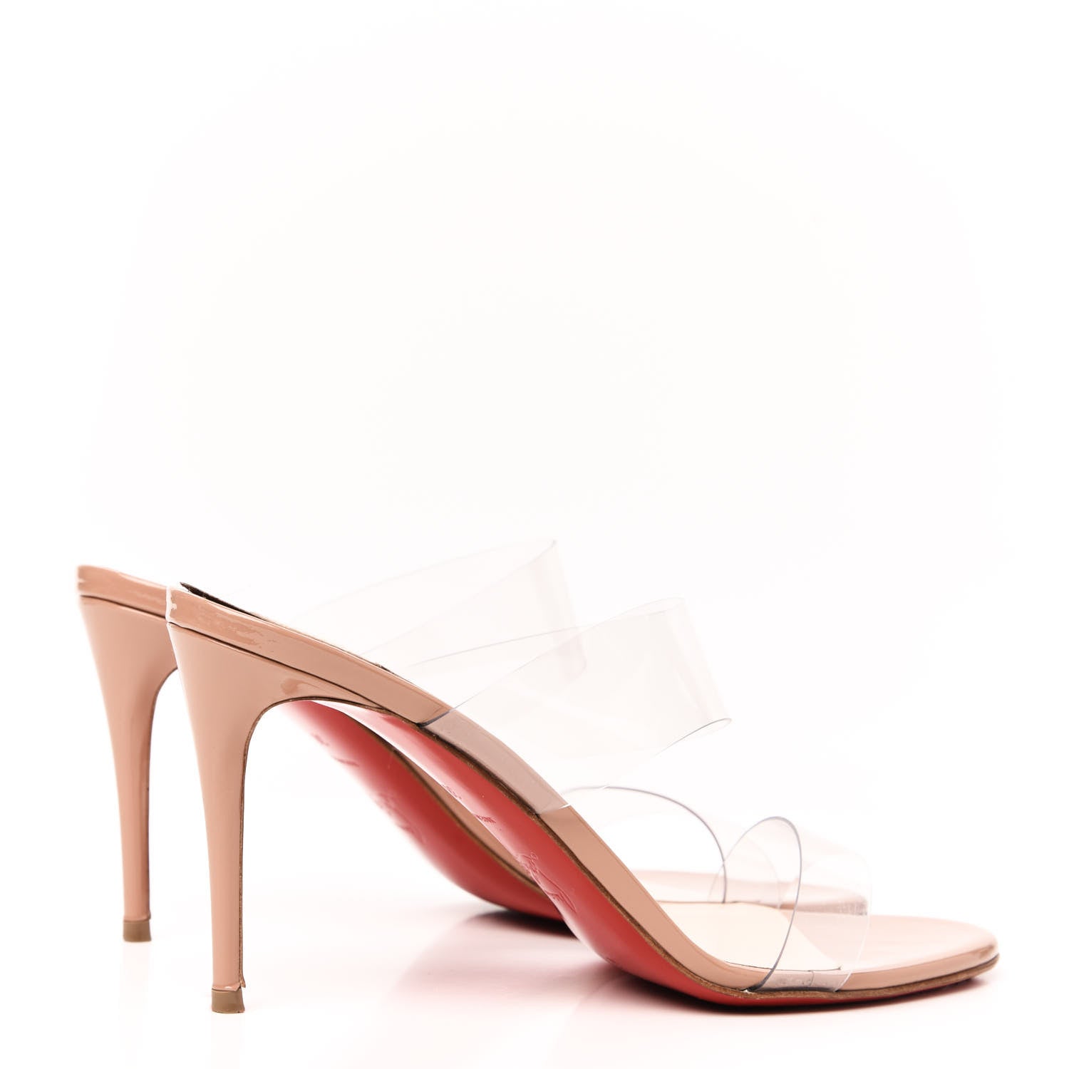 Christian Louboutin Patent PVC Just Nothing 85 Slide Sandals 38 Nude 4 of 8