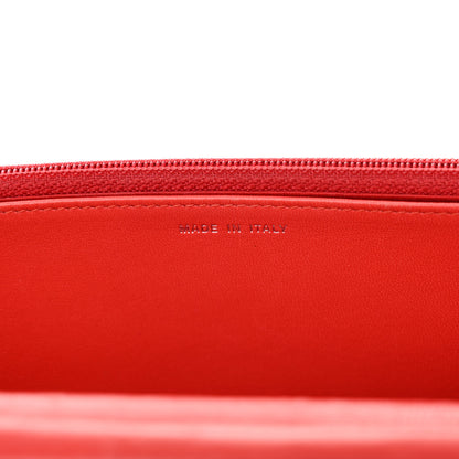Chanel Lambskin Camellia Embossed Wallet on Chain WOC Red 7 of 20