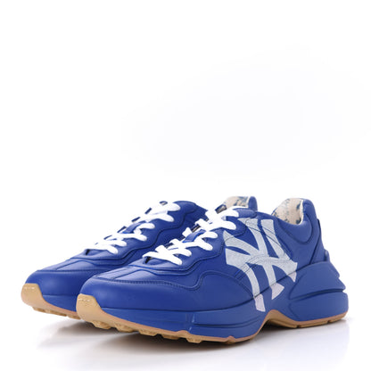 Gucci X MLB Calfskin NY Yankees Mens Rhyton Sneakers 8 Electric Blue 3 of 16