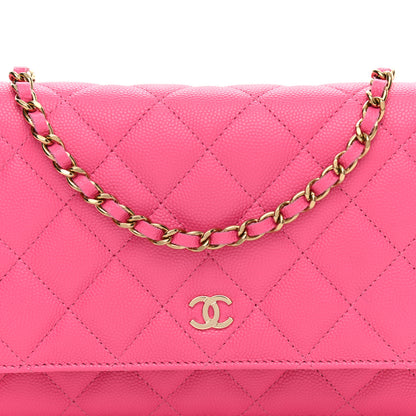 Chanel Caviar Quilted Wallet on Chain WOC Fuchsia 9 of 11