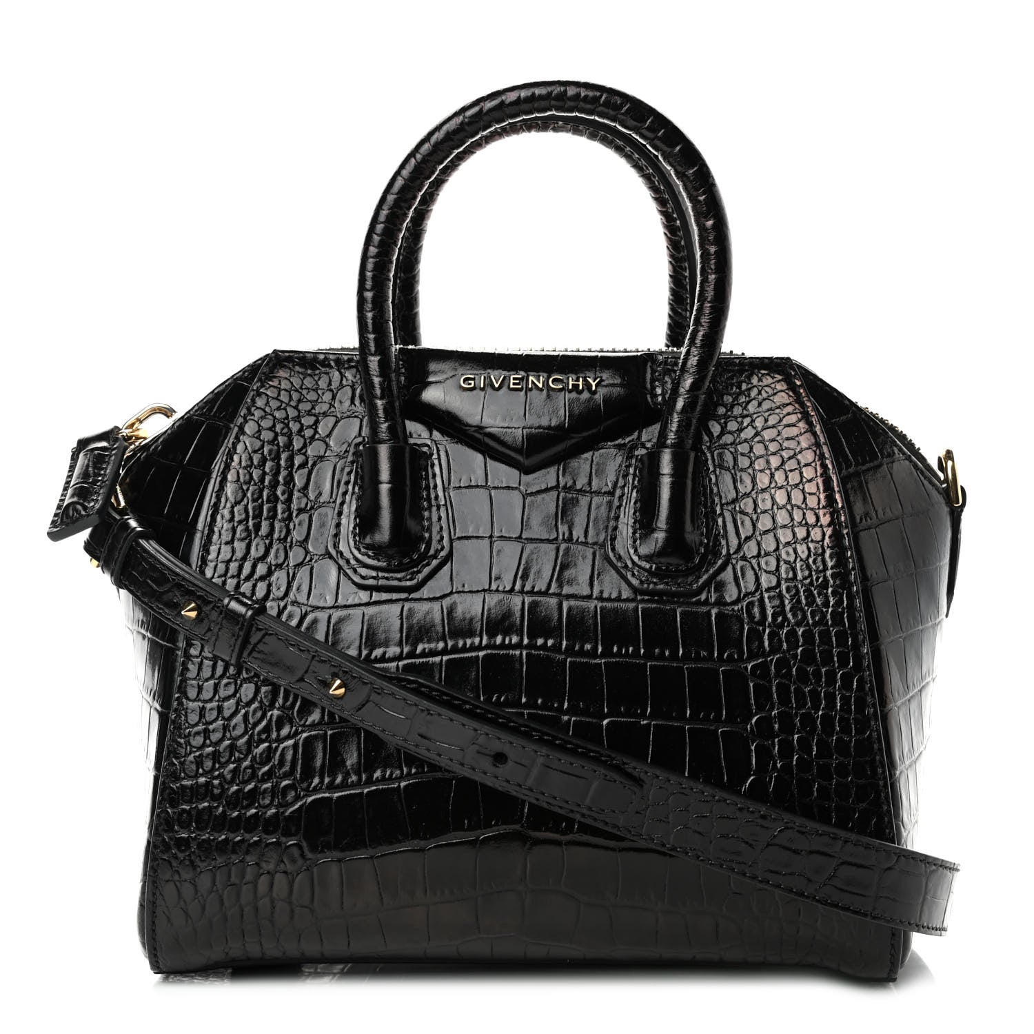 Givenchy Calfskin Crocodile Embossed Mini Antigona Black 1 of 4