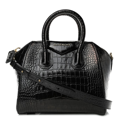 Givenchy Calfskin Crocodile Embossed Mini Antigona Black 1 of 4