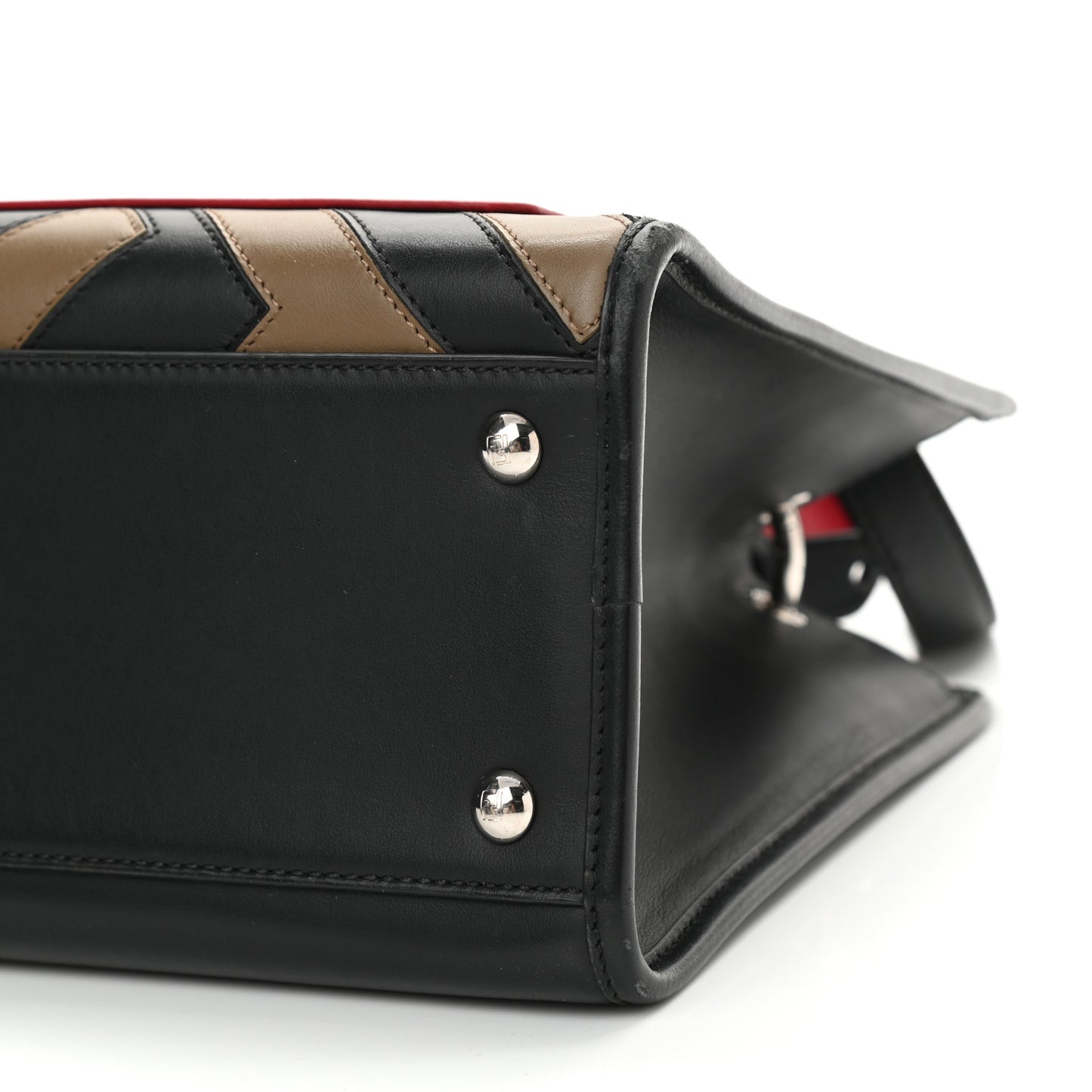 Vitello Century F is Fendi FF Diagonal Inlay Small Runaway Satchel Fango Black Fragola