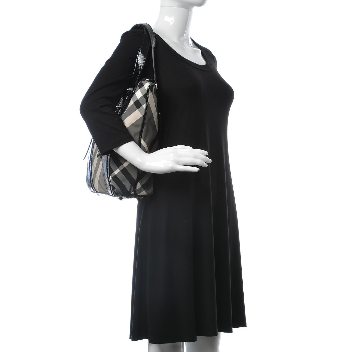Patent Trim Smoked Check Tote Black