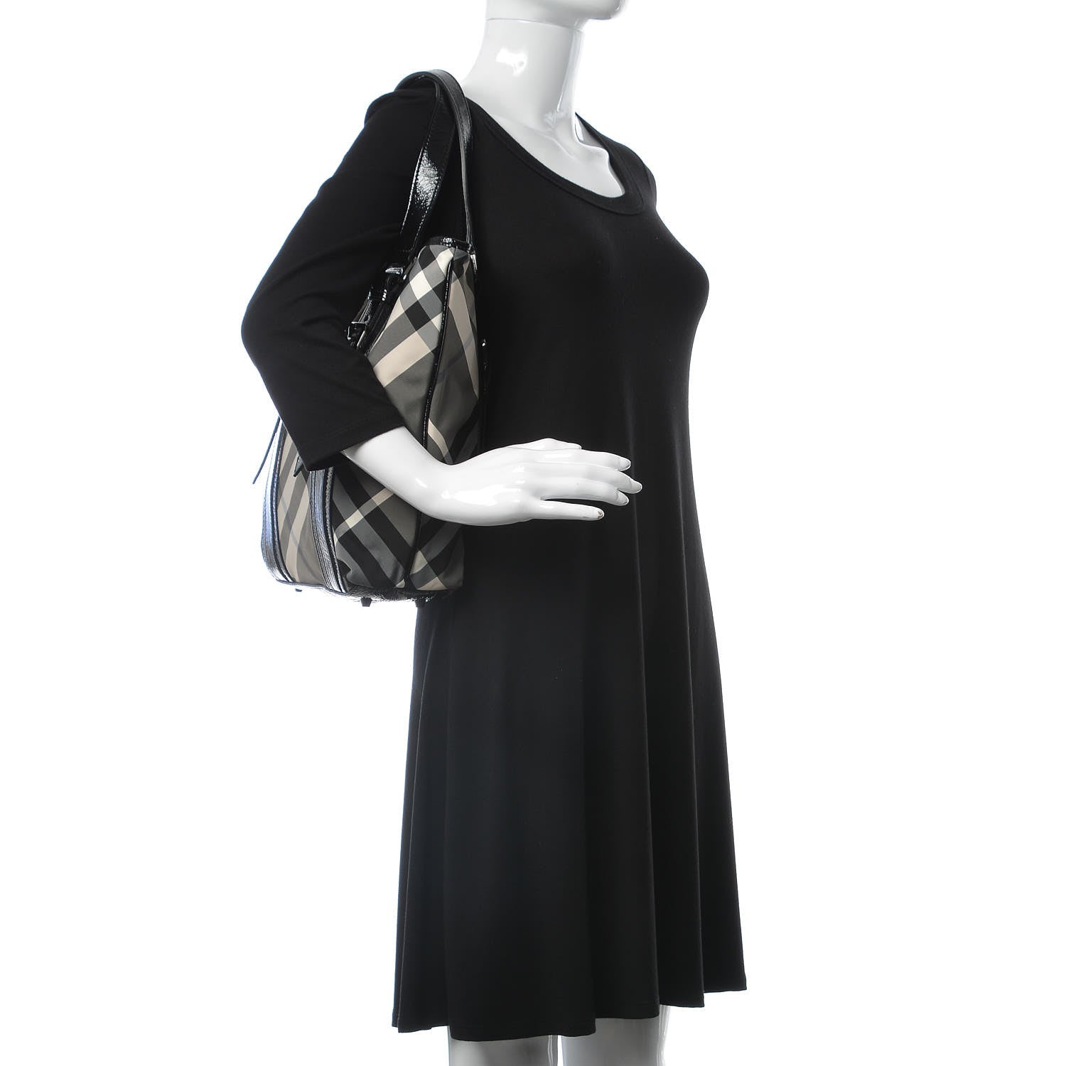 Burberry Patent Trim Smoked Check Tote Black 2 of 14