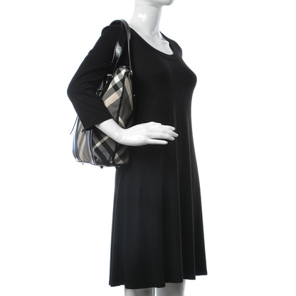 Burberry Patent Trim Smoked Check Tote Black 2 of 14