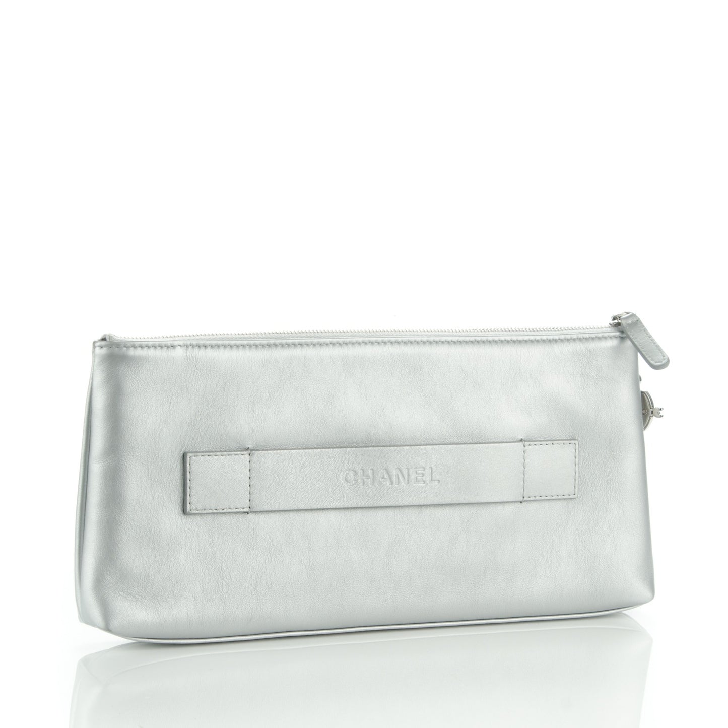 Metallic Calfskin Keyboard Pouch Silver