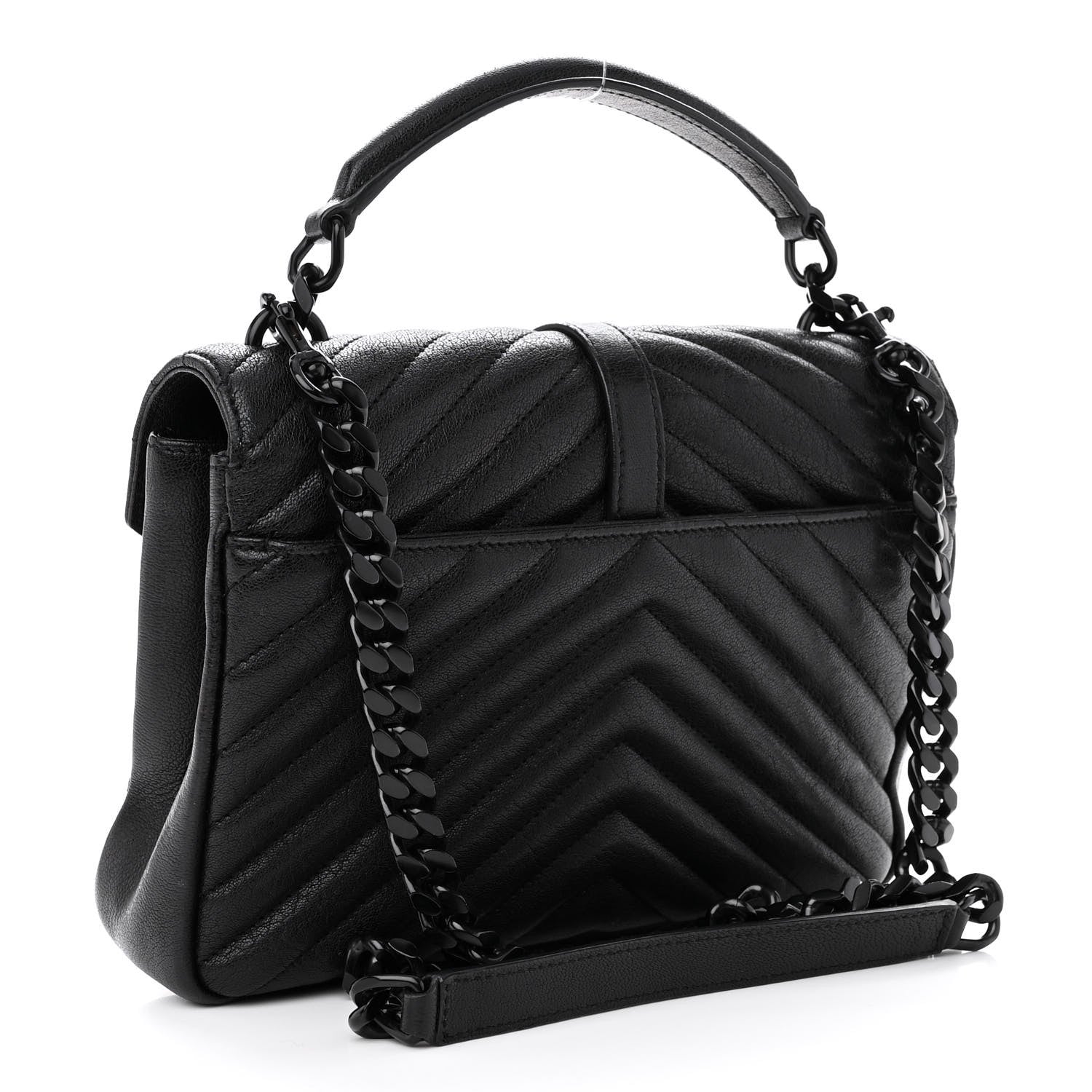 Saint Laurent Sheepskin Matelasse Chevron Monogram Monochrome Medium College Bag Black 3 of 11