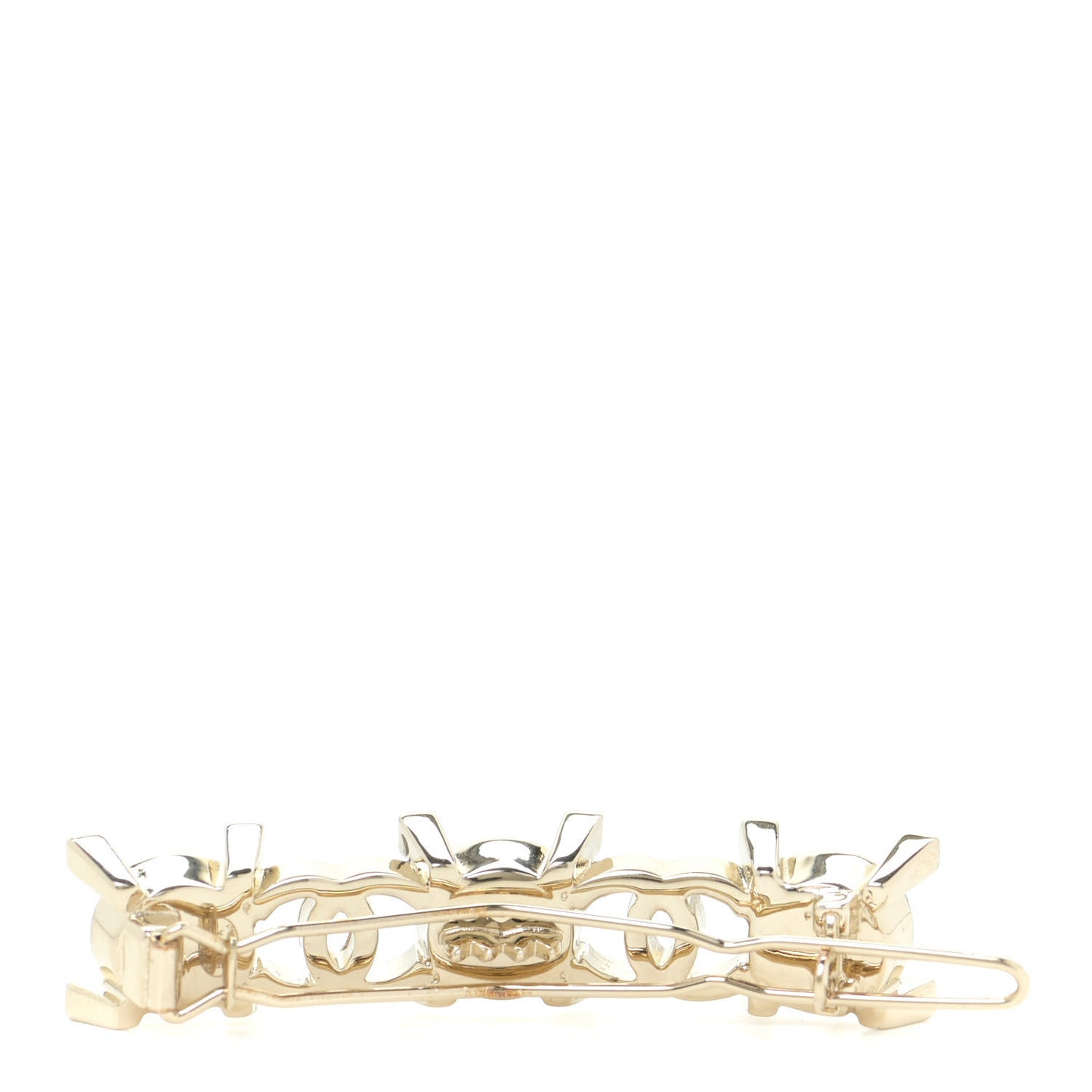 Pearl Crystal CC Hair Clip Gold