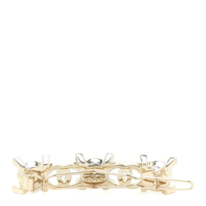 Chanel Pearl Crystal CC Hair Clip Gold 2 of 4