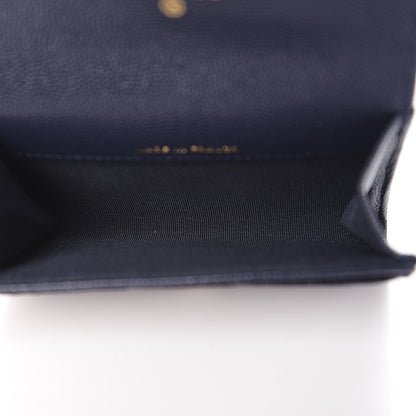 Chanel Caviar Quilted Flap Card Holder Wallet Navy Blue 4 of 8