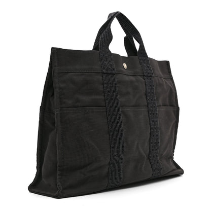 Hermes Canvas Herline MM Tote Grey 3 of 10