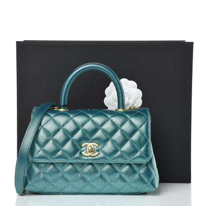 Chanel Metallic Caviar Quilted Mini Coco Handle Flap Blue 8 of 8