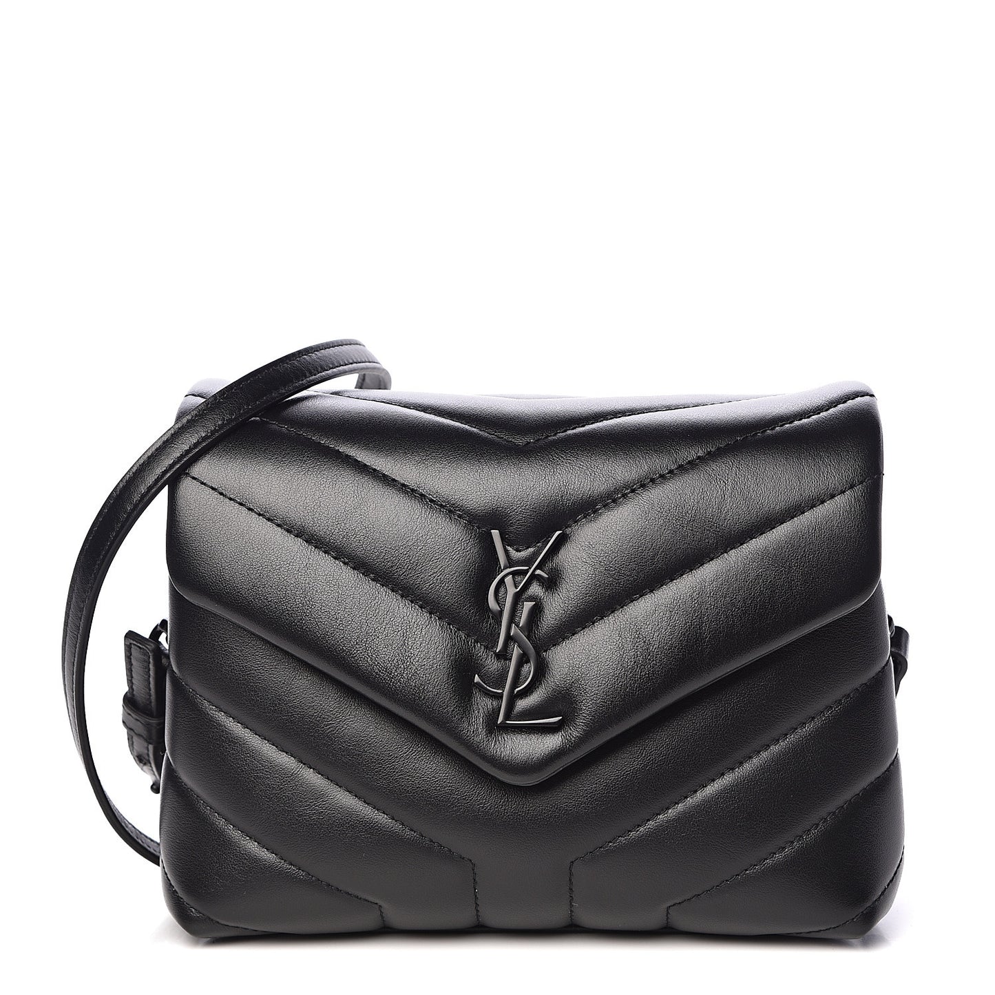 Calfskin Y Quilted Monogram Toy Loulou Crossbody Bag Black