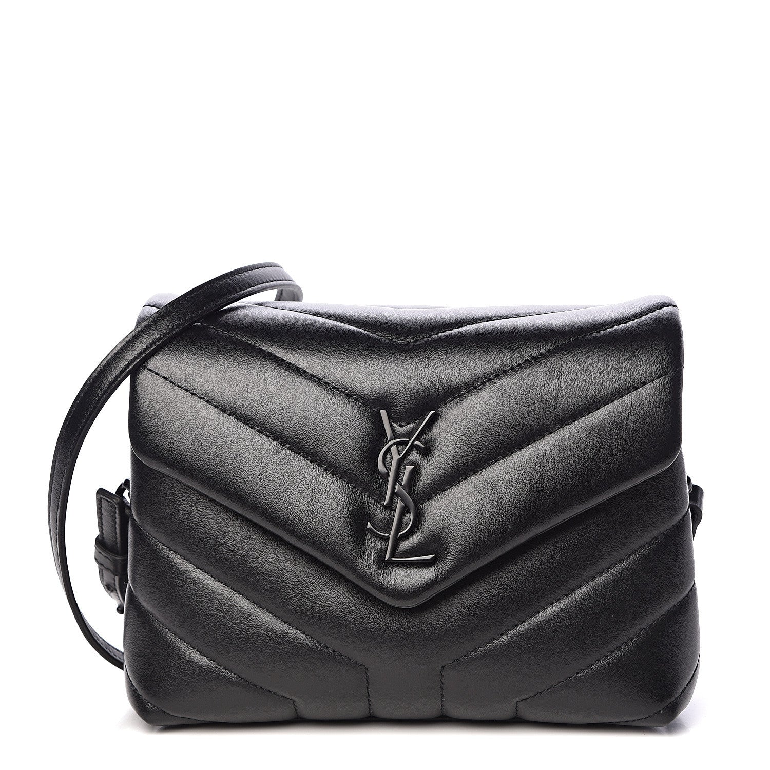 Saint Laurent Calfskin Y Quilted Monogram Toy Loulou Crossbody Bag Black 1 of 12