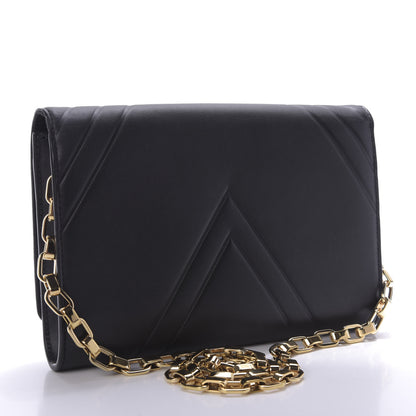 Louis Vuitton Calfskin Airy V Embossed Pochette Chain Louise GM Black 3 of 8