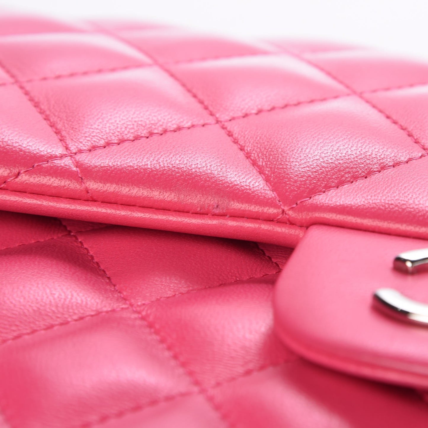Lambskin Quilted Jumbo Double Flap Dark Pink