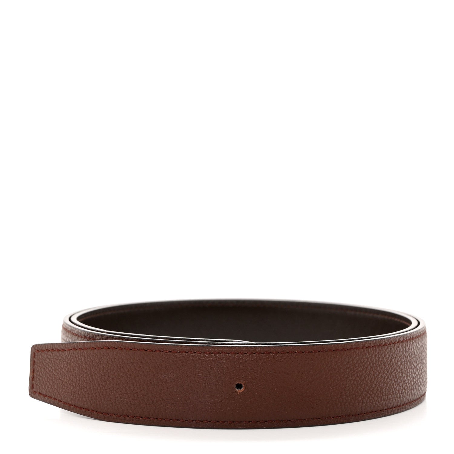 Hermes Box Togo 32mm Belt Strap 90 Chocolate Rouge H 1 of 7