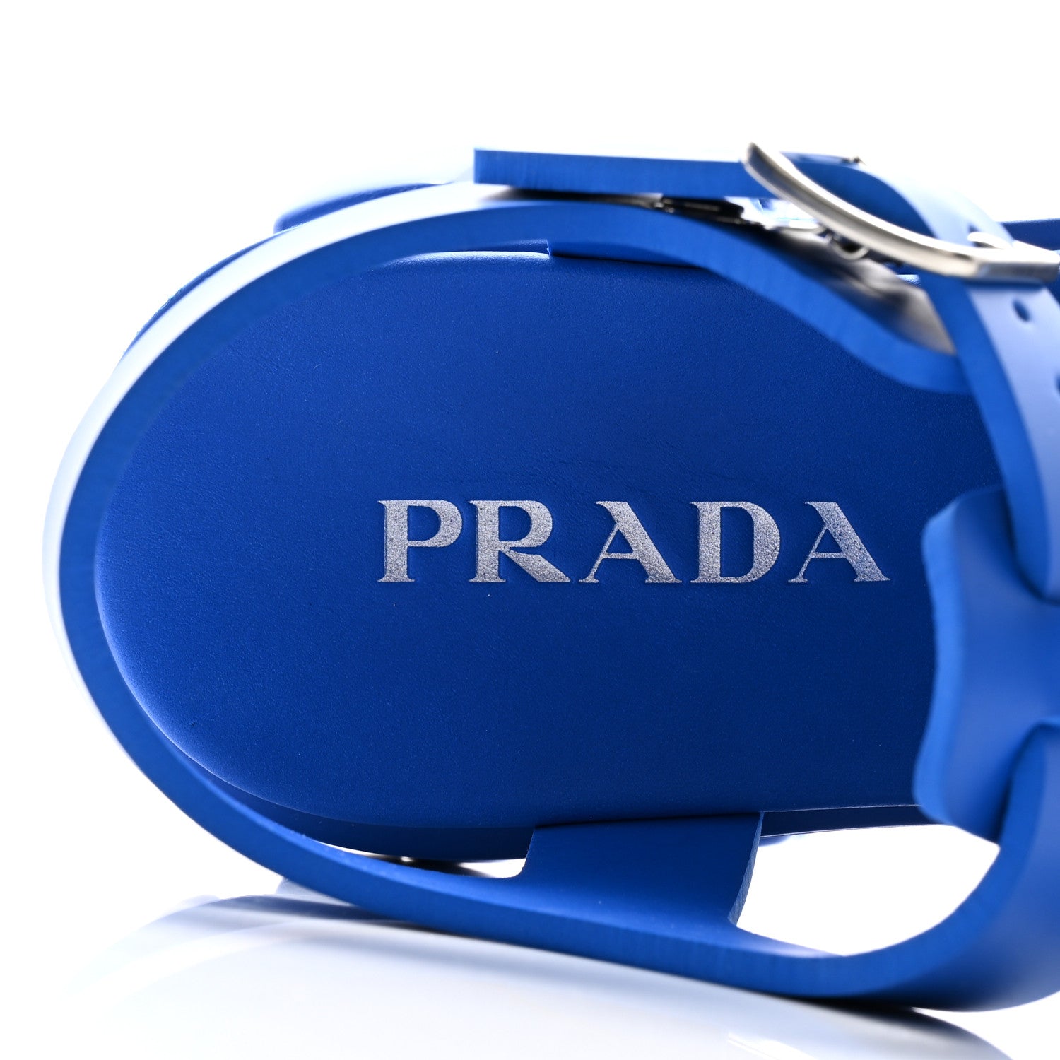 Prada Foam Rubber Metal Triangle Logo Mens Monolith 55mm Cage Sandals 5 Azzurro 8 of 11