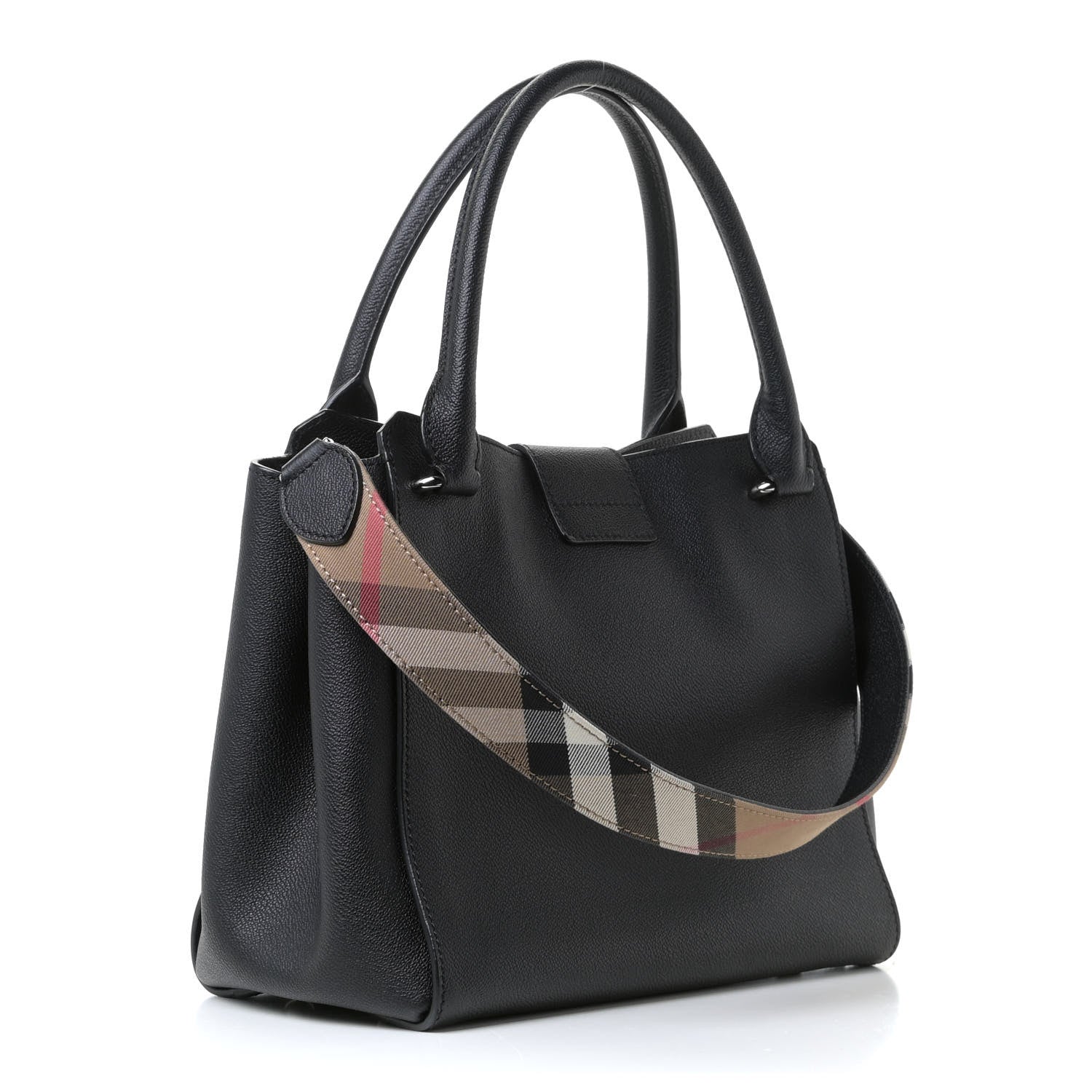 Burberry Soft Grain Calfskin Medium Buckle Tote Black 3 of 11