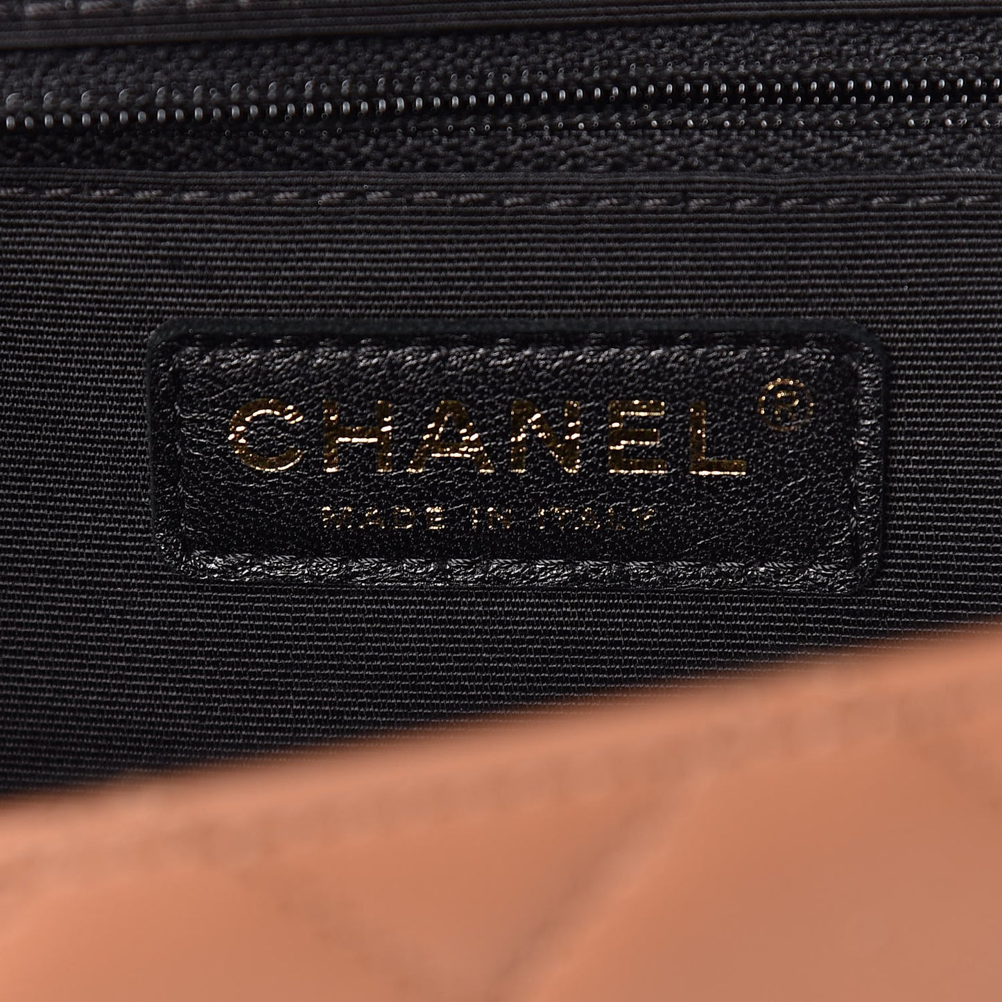 Lambskin Quilted Medium Elegant CC Flap Dark Beige Black