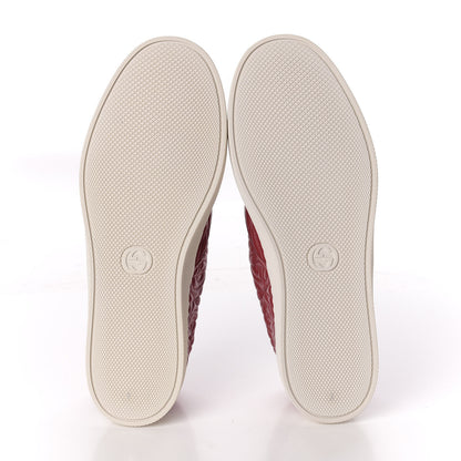 Gucci Nappa Web G Rhombus Quilted Mens Slip On Sneakers 9 Hibiscus Red Rosso 5 of 10