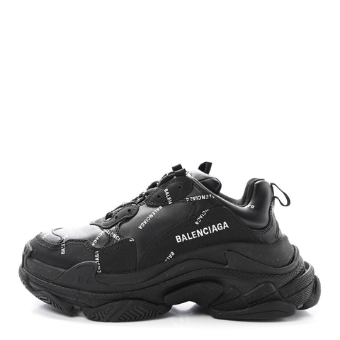 Technical Fabric Allover Logo Womens Triple S Sneakers 37 Black White