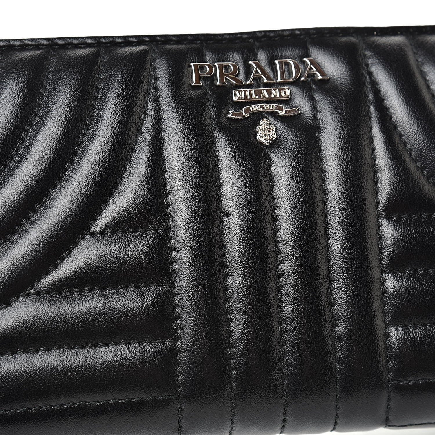 Prada Soft Calfskin Diagramme Zip Around Wallet Black 11 of 11