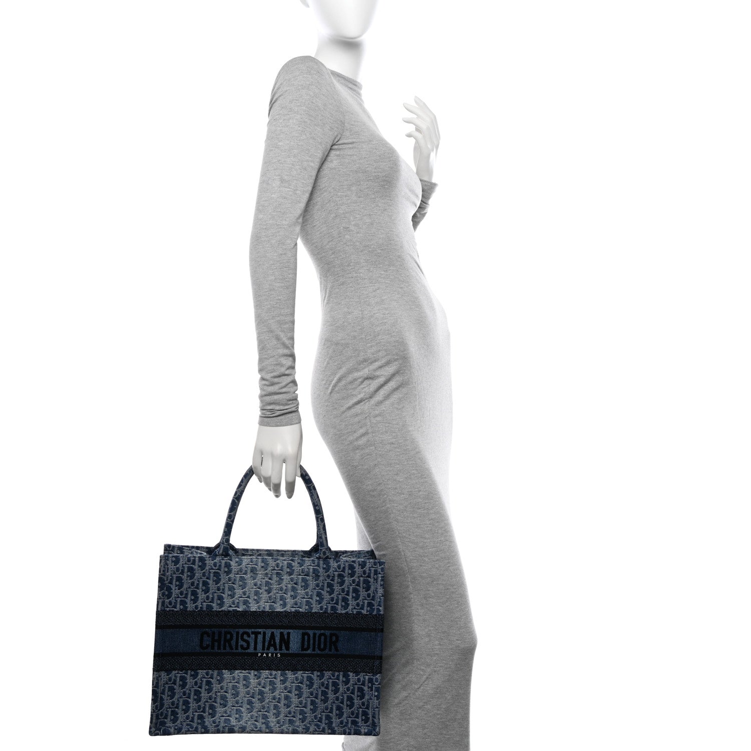 Christian Dior Oblique Denim Medium Book Tote Blue 2 of 12