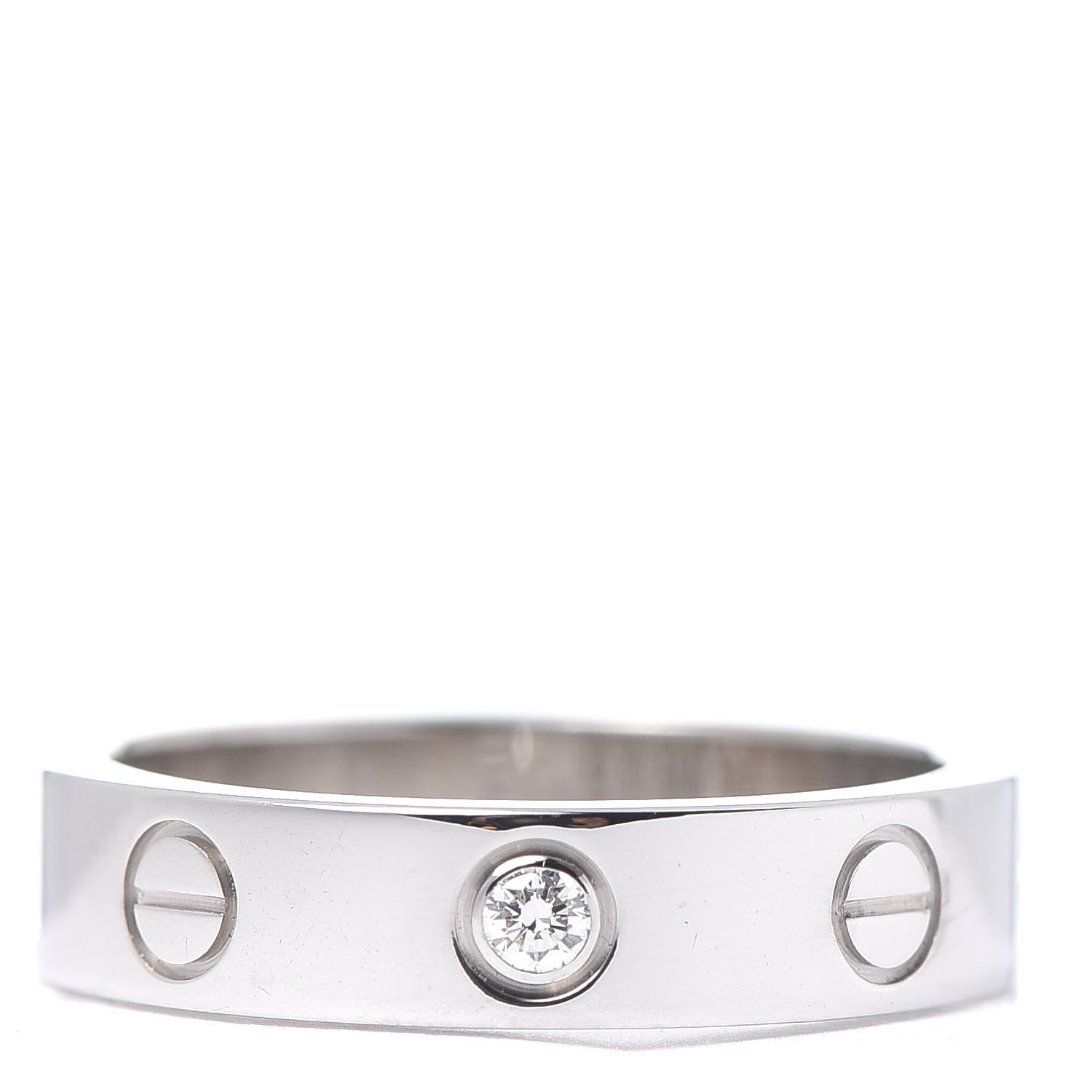 Cartier 18K White Gold Diamond 4mm LOVE Wedding Band Ring 48 4.5 1 of 5