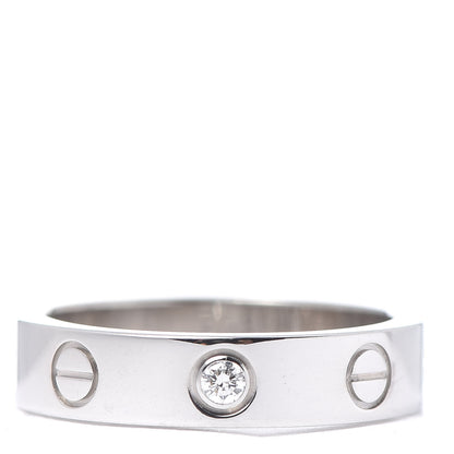 Cartier 18K White Gold Diamond 4mm LOVE Wedding Band Ring 48 4.5 1 of 5