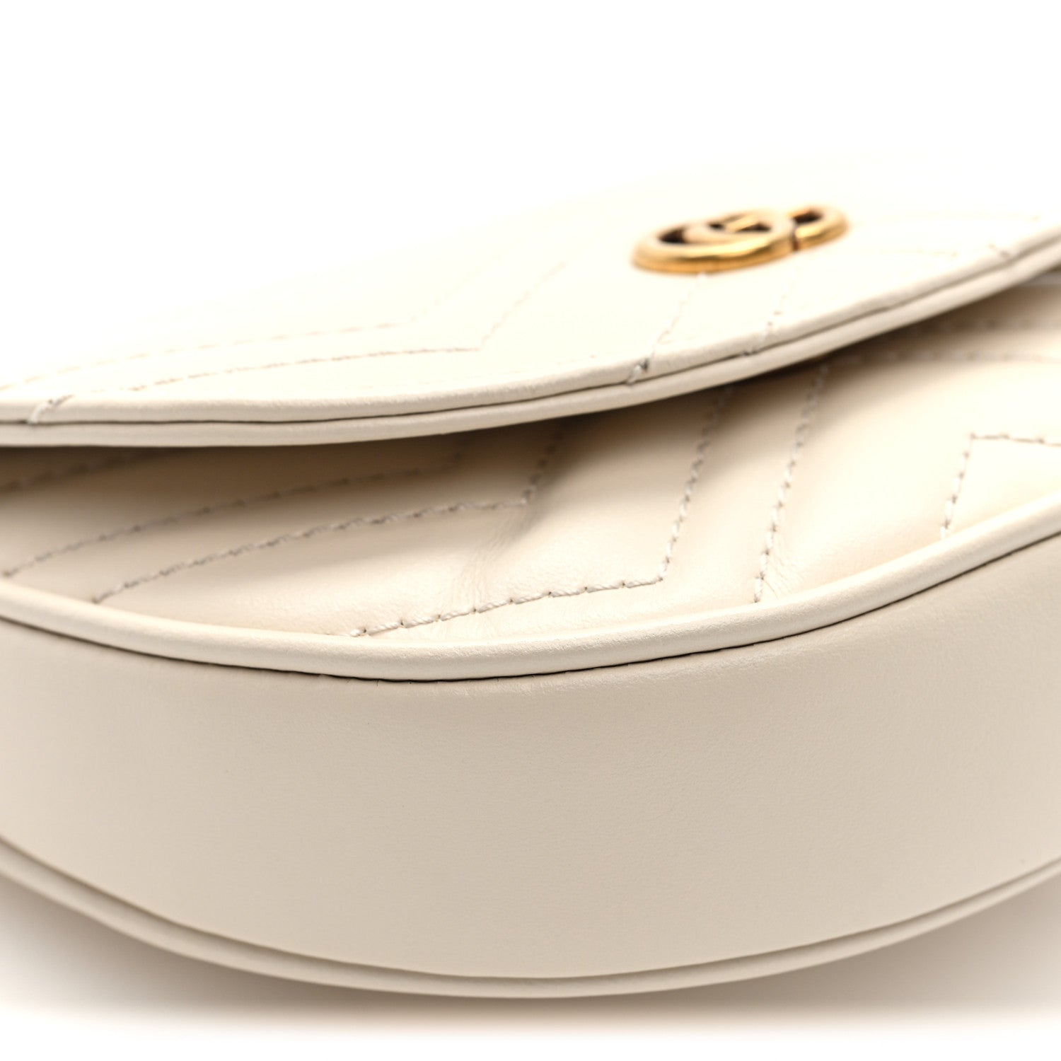 Gucci Calfskin Matelasse Mini GG Marmont Chain Belt Bag Mystic White 9 of 10