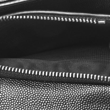 Saint Laurent Grain De Poudre Matelasse Chevron Monogram Compact Tri Fold Wallet Black 6 of 10