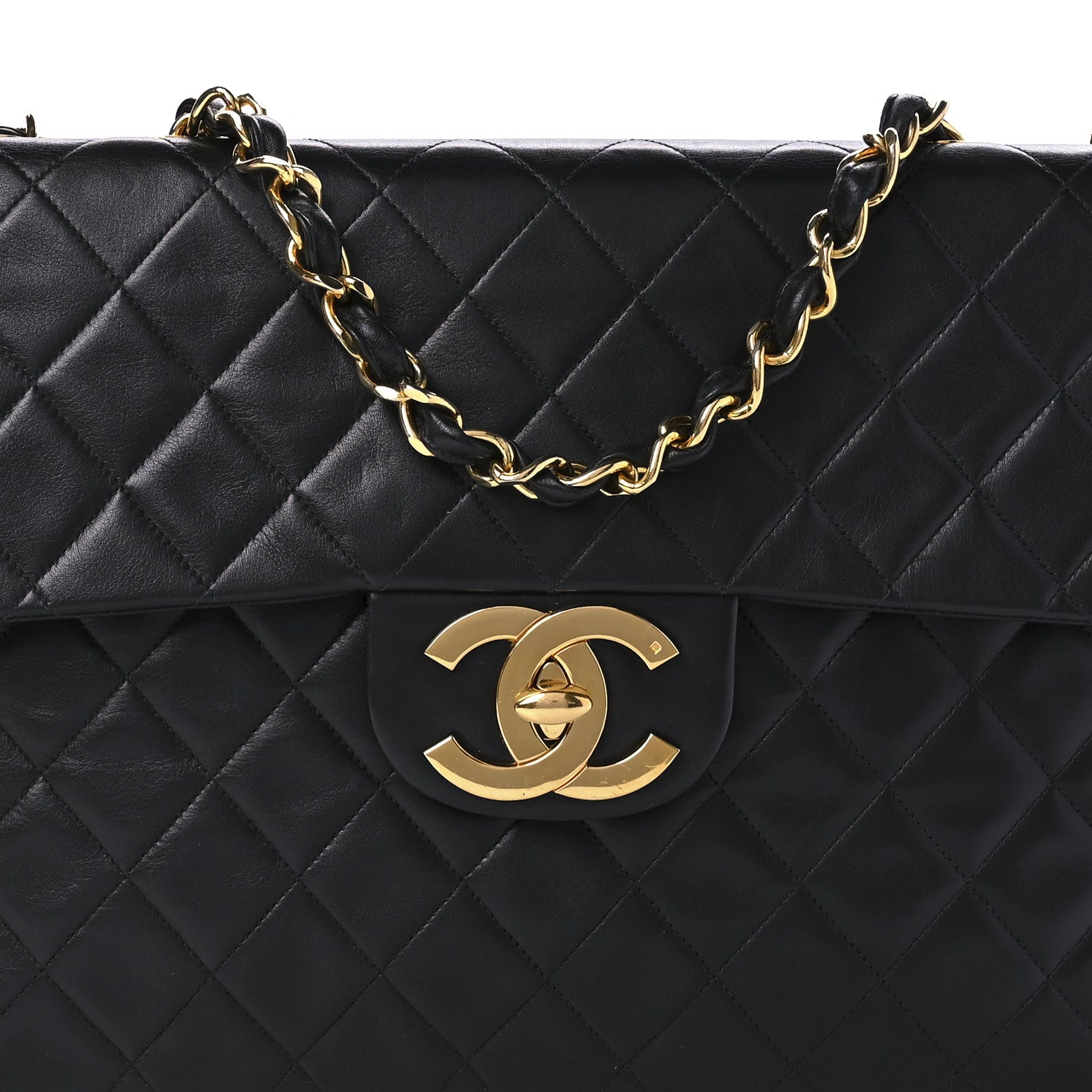 Chanel Lambskin Quilted XL Jumbo Single Flap Black 9 of 10
