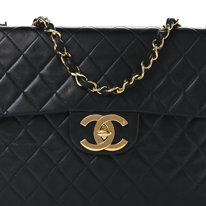 Chanel Lambskin Quilted XL Jumbo Single Flap Black 9 of 10
