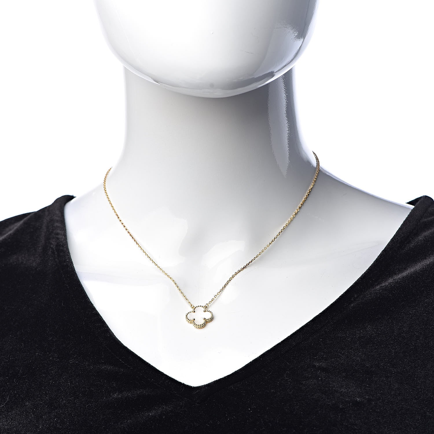 Van Cleef & Arpels 18K Yellow Gold Mother of Pearl Vintage Alhambra Pendant Necklace 2 of 6