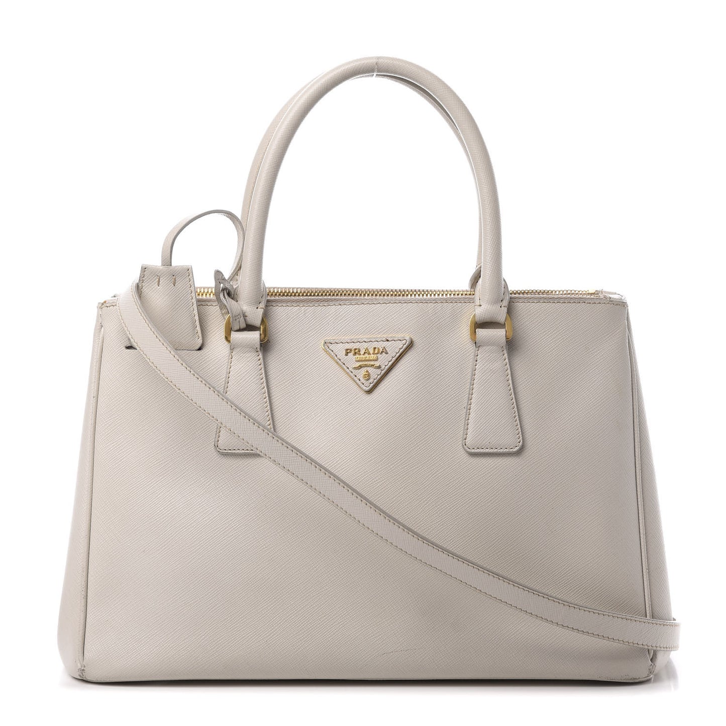 Saffiano Small Galleria Double Zip Tote Talco