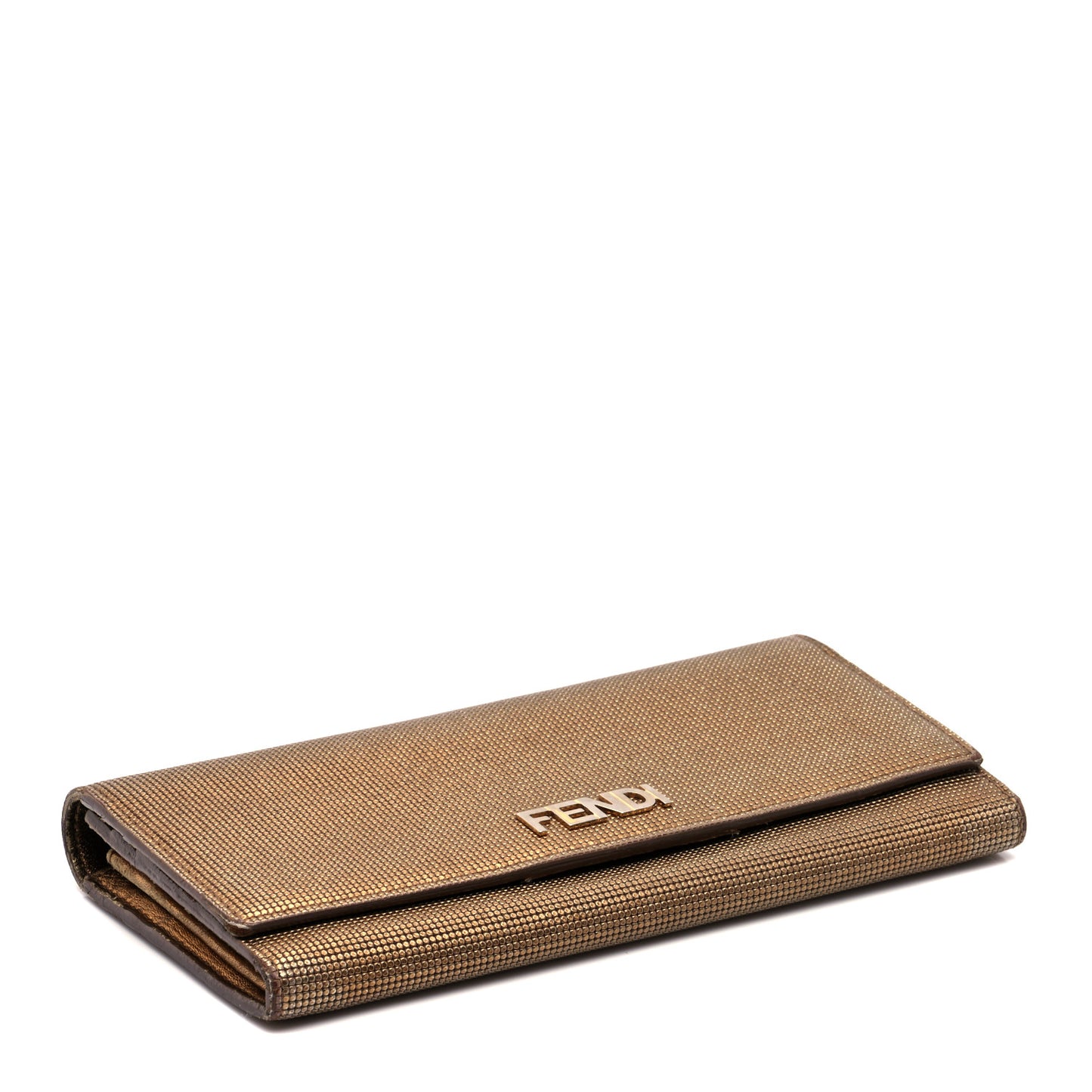 Metallic Logo Continental Wallet Gold