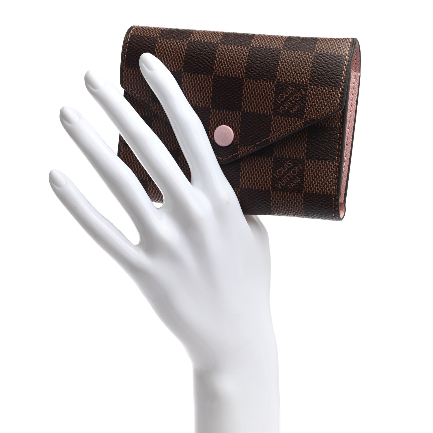 Louis Vuitton Damier Ebene Victorine Wallet Rose Ballerine 2 of 6