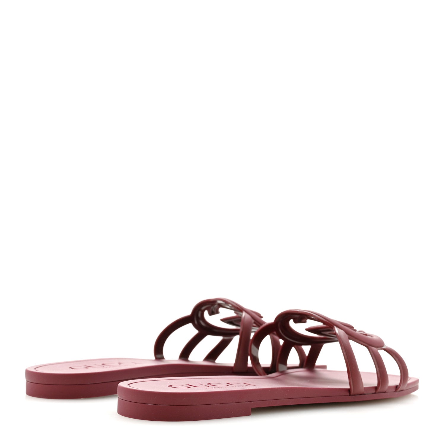 Gucci Rubber Womens Interlocking G Slide Sandals  39 Rosso Ancora 5 of 10