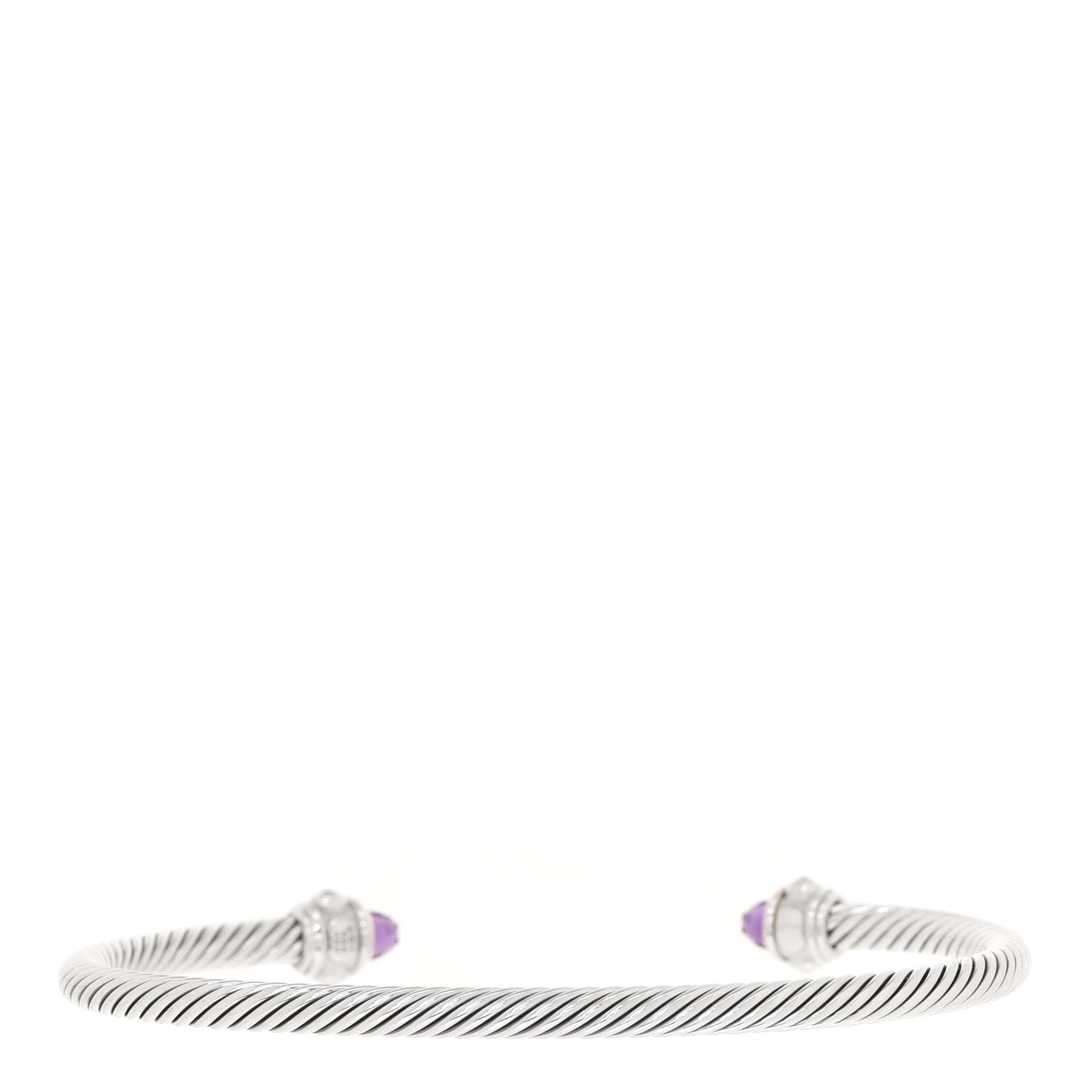 David Yurman Sterling Silver 18K Yellow Gold Amethyst 4mm Cable Renaissance Bracelet 2 of 3
